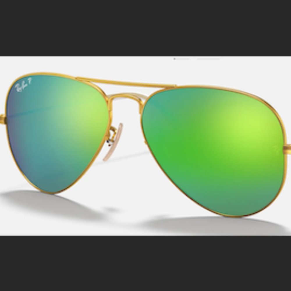 EUC Gold Ray-Ban AVIATOR FLASH Polarized Green Flash Lens Case & Cleaning Cloth - Picture 6 of 6